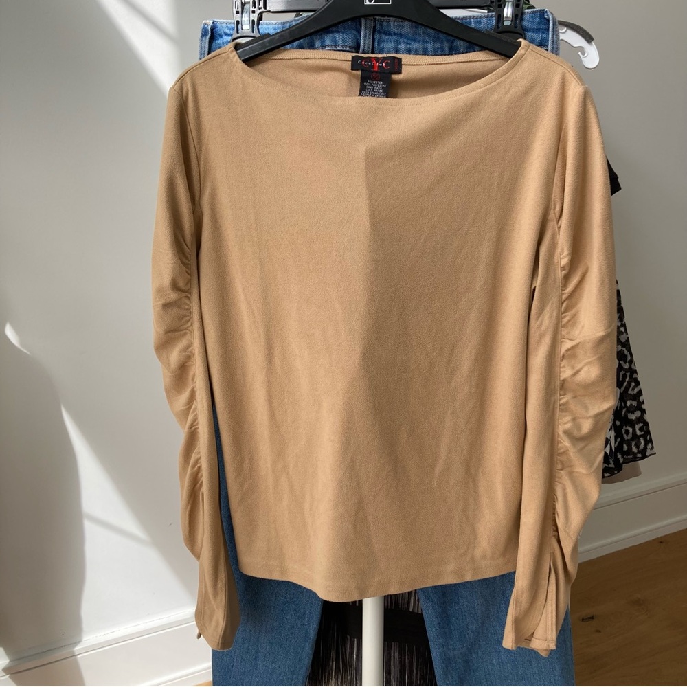 Microsuede long sleeve top